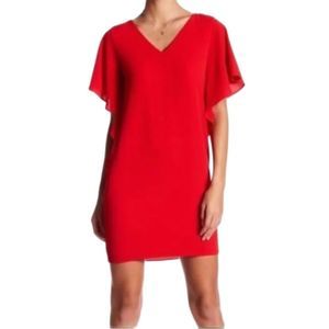 Eliza J 🍒 Red Crepe Flutter Dress NWOT